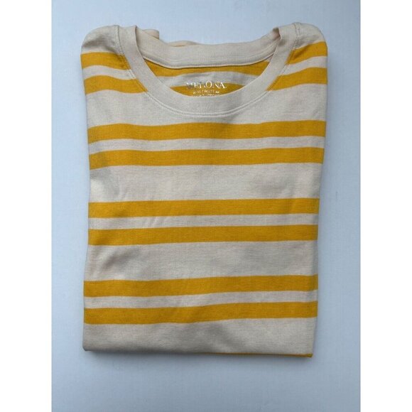 Merona Yellow White Ultimate LS Striped Shirt Top M - Picture 1 of 9